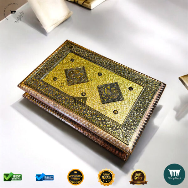 ShopBeat Golden Copper Oxidised Decorative Dryfruit Box 12x8 - Image 3