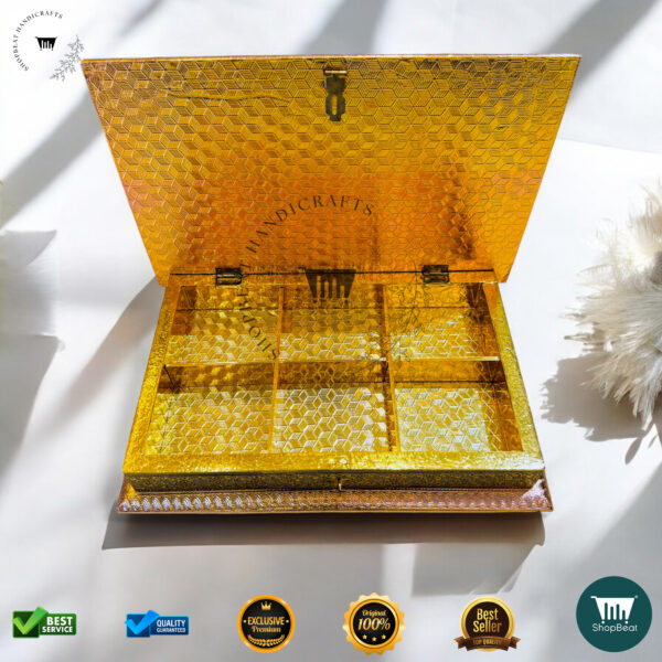 ShopBeat Golden Copper Oxidised Decorative Dryfruit Box 12x8 - Image 2
