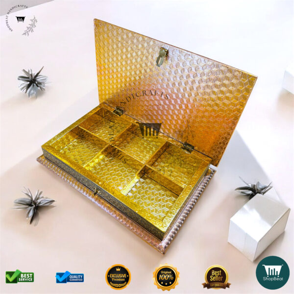 ShopBeat Golden Copper Oxidised Decorative Dryfruit Box 12x8 - Image 4