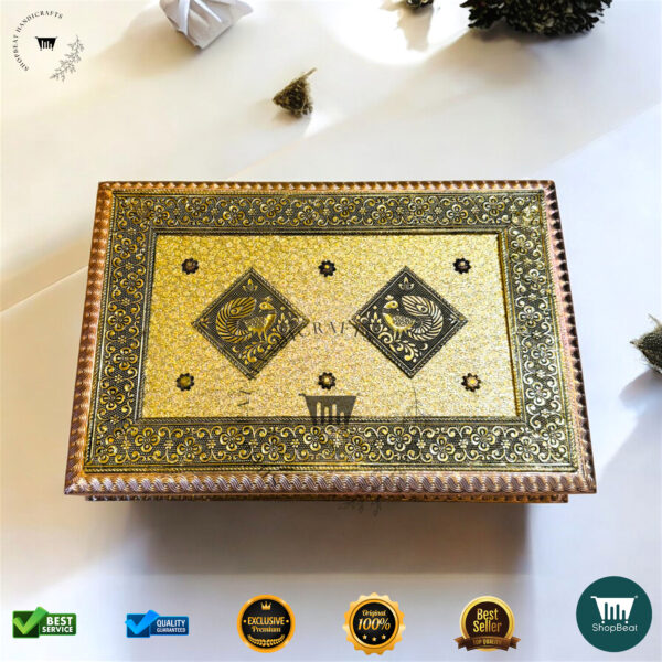 ShopBeat Golden Copper Oxidised Decorative Dryfruit Box 12x8 - Image 5