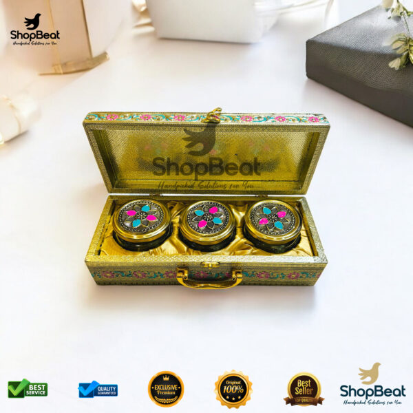 ShopBeat Golden Oxidised Pink Velvet Gift Box – Luxurious & Elegant Gifting Solution - Image 3