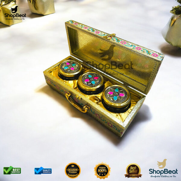 ShopBeat Golden Oxidised Pink Velvet Gift Box – Luxurious & Elegant Gifting Solution - Image 4