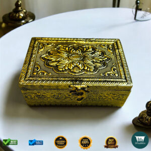 ShopBeat Golden Oxidised Pooja Box/Jewellery Box/Multipurpose Box 4x6