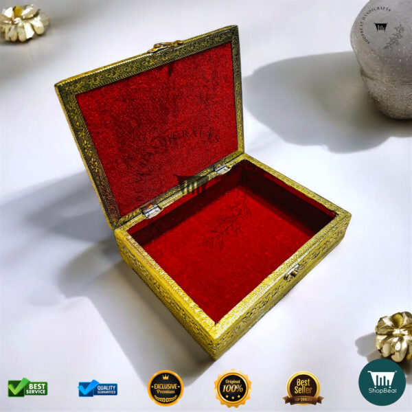 ShopBeat Golden Oxidised Pooja Box/Jewellery Box/Multipurpose Box 9x7 - Image 4